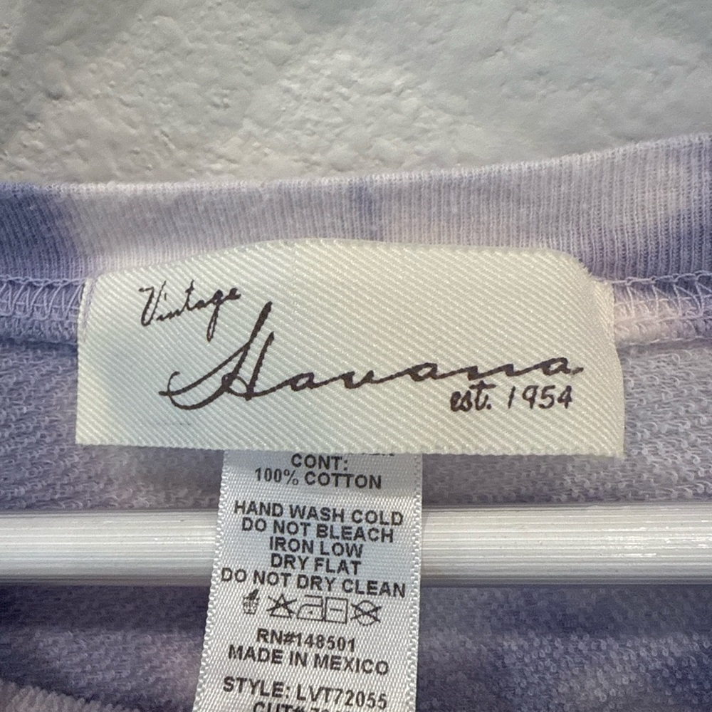 Vintage Havana Purple Tie-Dye Cropped Sweatshirt Women’s Medium - Picture 3 of 4